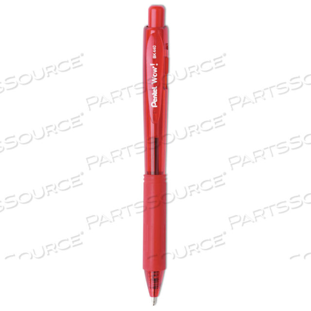 OEM#: BK440BWOW! BALLPOINT PEN, RETRACTABLE, MEDIUM 1 MM, RED INK, RED BARREL, DOZEN by Pentel of America