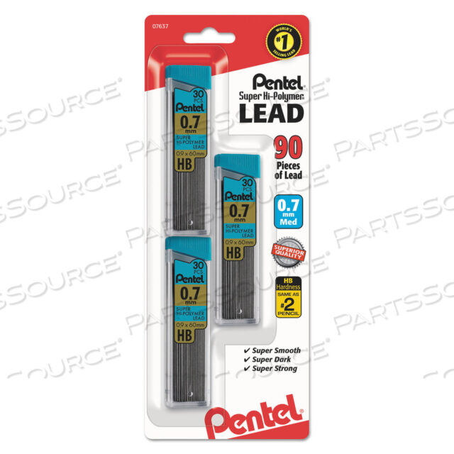 OEM#: C27BPHB3K6SUPER HI-POLYMER LEAD REFILLS, 0.7 MM, HB, BLACK, 30/TUBE, 3 TUBES/PACK by Pentel of America