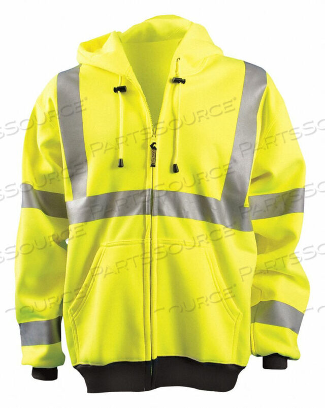 OEM#: LUX-HZSWT-YXLFULL ZIP HOODIE SWEATSHIRT HI-VIS YELLOW XL by Occunomix