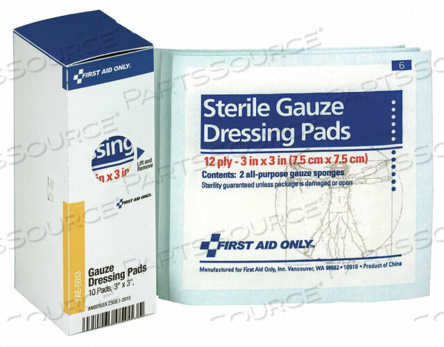 OEM#: FAE-5013SMARTCOMPLIANCE REFILL STERILE GAUZE PADS, 3X 3, 10/BOX by First Aid Only