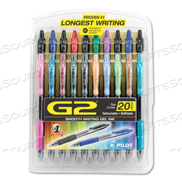 OEM#: 31294G2 PREMIUM GEL PEN, RETRACTABLE, FINE 0.7 MM, ASSORTED INK AND BARREL COLORS, 20/PACK by Pilot