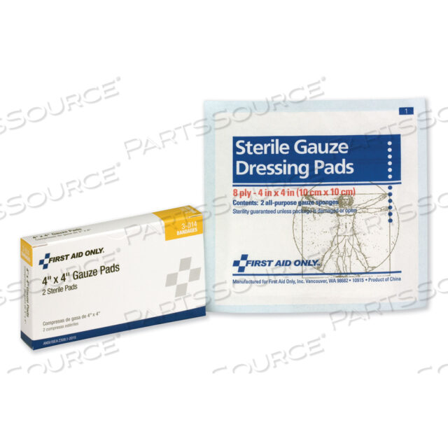 OEM#: 3-014GAUZE PADS, STERILE, 4 X 4, 2/BOX by First Aid Only