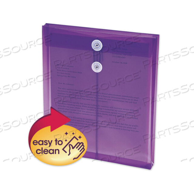 OEM#: 89544POLY STRING AND BUTTON INTEROFFICE ENVELOPES, OPEN-END (VERTICAL), 9.75 X 11.63, TRANSPARENT PURPLE, 5/PACK by Smead
