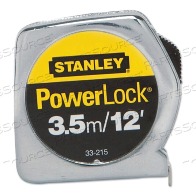 OEM#: 33-215POWERLOCK TAPE RULES 1/2 IN WIDE BLADE, 12 FT X 1/2 IN, INCH/METRIC, SINGLE SIDED, CHROME by Stanley