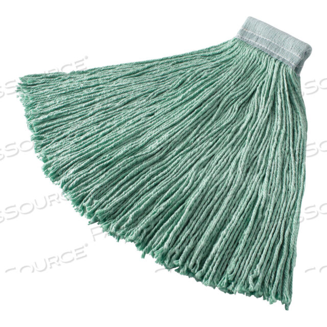 OEM#: FGF13700GR00NON-LAUNDERABLE COTTON/SYNTHETIC CUT-END WET MOP HEADS, 24 OZ, GREEN, 5 WHITE HEADBAND by Rubbermaid Medical Division