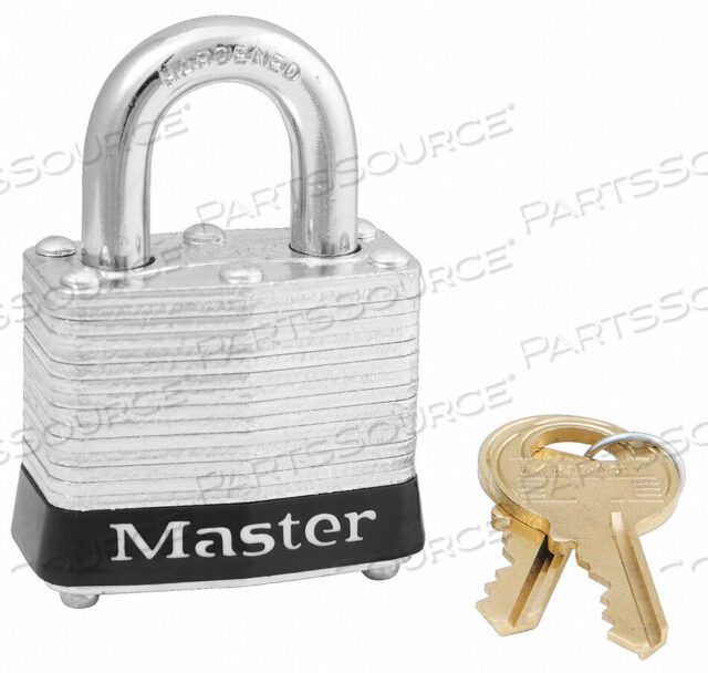 OEM#: 3KAS6BLKLAMINATED STEEL SAFETY PADLOCK, 1-9/16W X 3/4H SHACKLE, BLACK, 6/SET by Master Lock