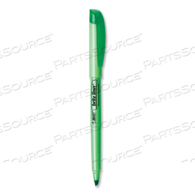 OEM#: BL11GNBRITE LINER HIGHLIGHTER, FLUORESCENT GREEN INK, CHISEL TIP, GREEN/BLACK BARREL, DOZEN by BIC