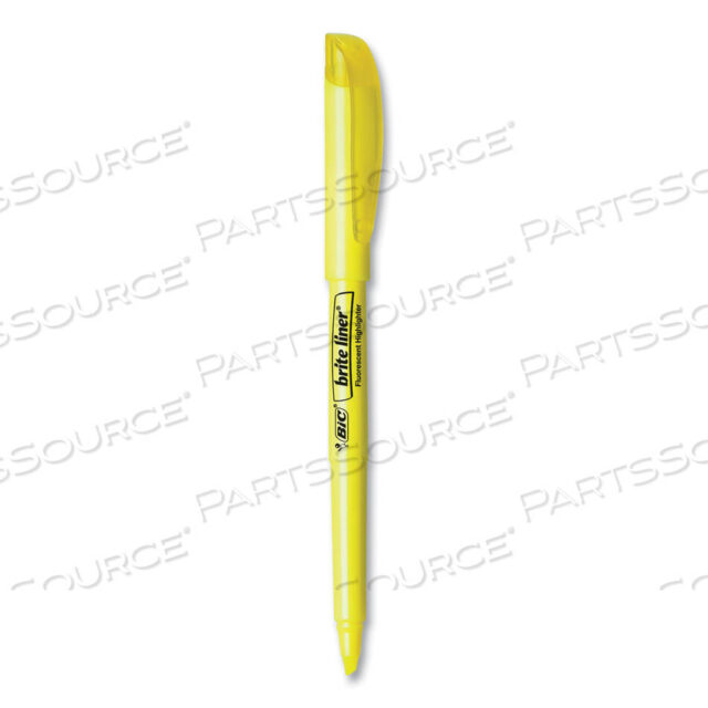 OEM#: BL11YWBRITE LINER HIGHLIGHTER, FLUORESCENT YELLOW INK, CHISEL TIP, YELLOW/BLACK BARREL, DOZEN by BIC