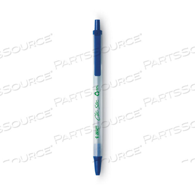 OEM#: CSEM11-BEECOLUTIONS CLIC STIC BALLPOINT PEN, RETRACTABLE, MEDIUM 1 MM, BLUE INK, CLEAR BARREL, DOZEN by BIC