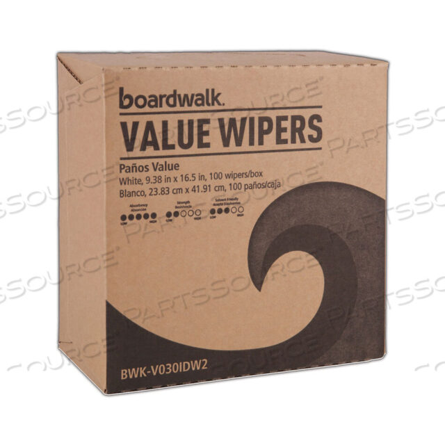 OEM#: BWK-V030IDW2DRC WIPERS, 9.33 X 16.5, WHITE, 100 DISPENSER PACKS, 9 DISPENSER PACKS/CARTON by Boardwalk