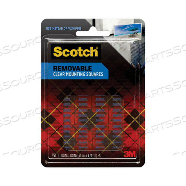 OEM#: 859REMOVABLE CLEAR MOUNTING SQUARES, HOLDS UP TO 0.33 LBS, 0.69 X 0.69, CLEAR, 35/PACK by 3M Consumer