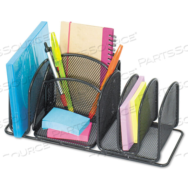 OEM#: 3251BLDELUXE ORGANIZER, 6 COMPARTMENTS, STEEL, 12.5 X 5.25 X 5.25, BLACK by Safco