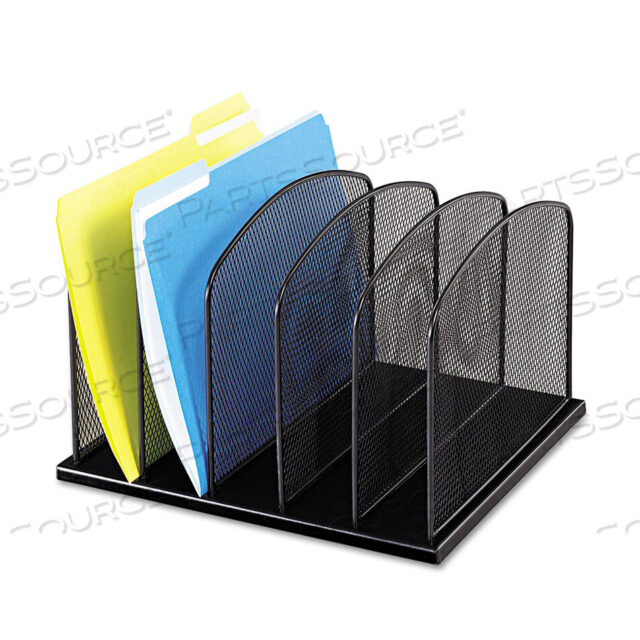OEM#: 3256BLONYX MESH DESK ORGANIZER WITH UPRIGHT SECTIONS, 5 SECTIONS, LETTER TO LEGAL SIZE FILES, 12.5 X 11.25 X 8.25, BLACK by Safco