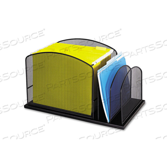 OEM#: 3259BLONYX MESH DESKTOP HANGING FILE WITH TWO UPRIGHT SECTIONS, 3 SECTIONS, LETTER SIZE, 11.5 LONG, BLACK by Safco