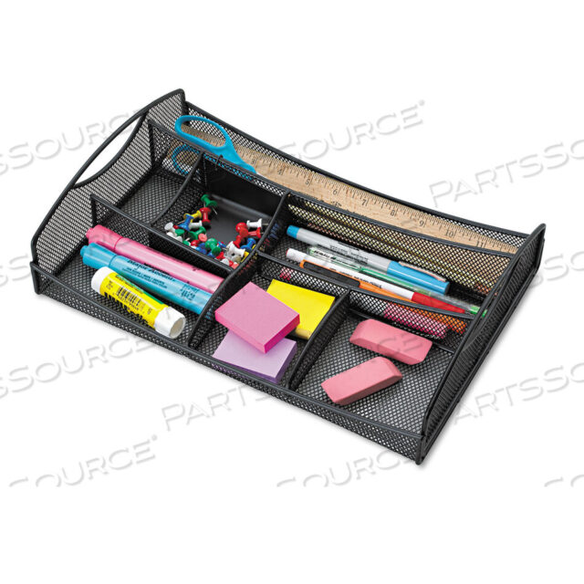 OEM#: 3262BLONYX MESH DRAWER ORGANIZER, SEVEN COMPARTMENTS, 13 X 8.75 X 2.75, STEEL, BLACK by Safco