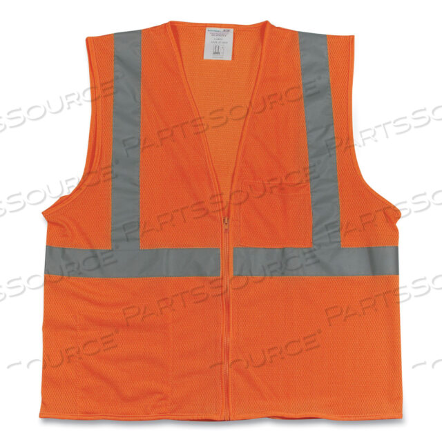 OEM#: 302-0702Z-OR/2XANSI CLASS 2 TWO-POCKET ZIPPER MESH SAFETY VEST, POLYESTER MESH, 2X-LARGE, ORANGE by Protective Industrial Products