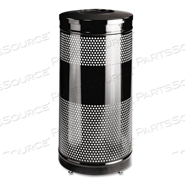 OEM#: FGS3ETBKPLCLASSICS PERFORATED OPEN TOP RECEPTACLE, 25 GAL, STEEL, BLACK by Rubbermaid Medical Division