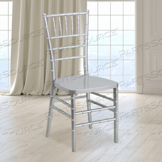 OEM#: LE-SILVER-GGHERCULES PREMIUM SERIES SILVER RESIN STACKING CHIAVARI CHAIR by Flash Furniture