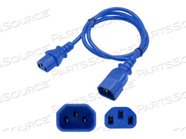OEM#: ADD-C132C1414AWG3FTBEADDON 3FT C13 TO C14 14AWG 100-250V BLUE POWER EXTENSION CABLE by ADDON