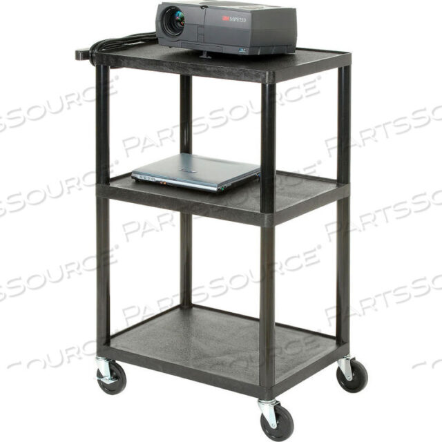 OEM#: LP48E-BPLASTIC AUDIO VISUAL & INSTRUMENT CART 32 X 24 X 48 THREE SHELVES by Luxor