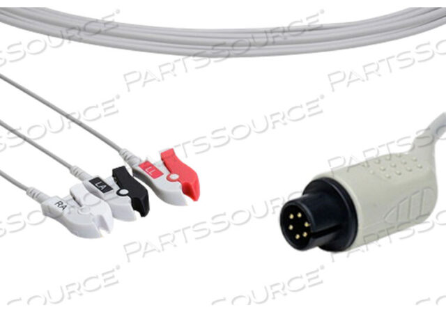 Replaces Criticare Technologies, Inc. C2340P03 LEAD, DIRECT CONNECT, ECG CABLE, MOLDED, AAMI, PINCH/GRABBER