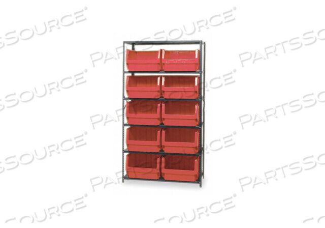 OEM#: MSU-543RDE1531 BIN SHELVING 75 OVERALL H 10 BINS RED by Quantum Storage Systems