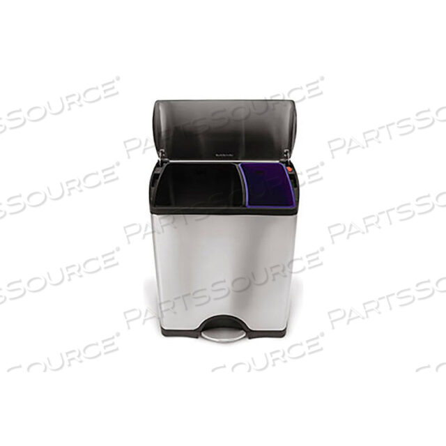 RECTANGULAR RECYCLING STEP CAN - 12 (8/4) GALLON BRUSHED SS