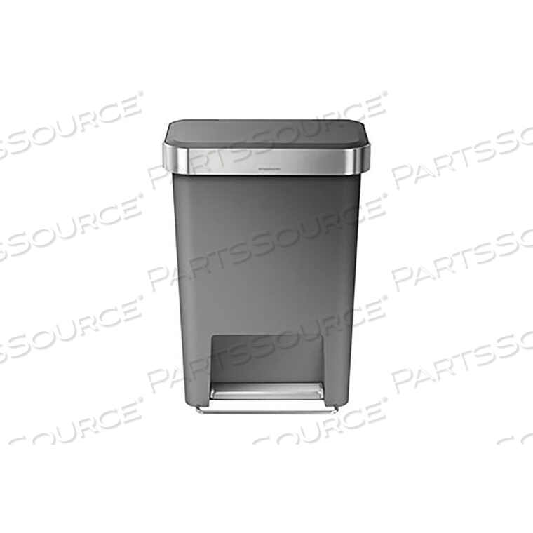 OEM#: CW1386RECTANGULAR PLASTIC STEP CAN - 12 GALLON GRAY by Simplehuman