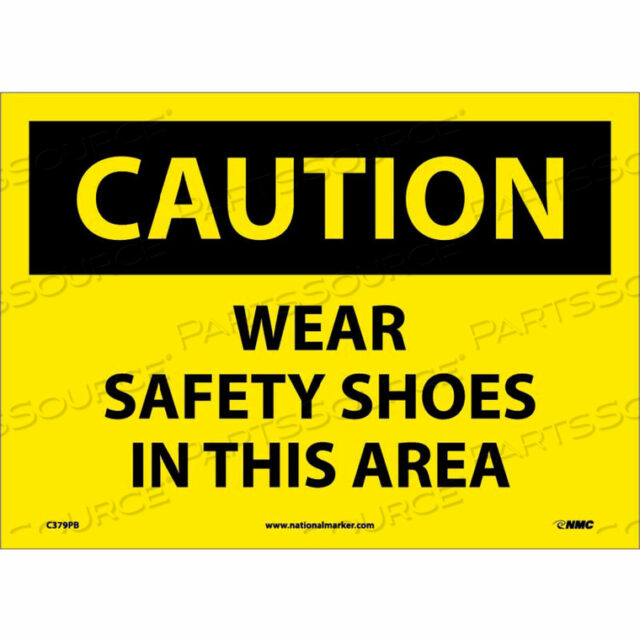OEM#: C379PBSAFETY SIGNS - CAUTION WEAR SAFETY SHOES - VINYL 10H X 14W by National Marker Company