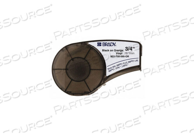 OEM#: M21-750-595-ORBMP21 SERIES INDOOR-OUTDOOR INDUSTRIAL VINYL LABELS, 3-4W X 21L, BLK-ORNG by Brady Americas