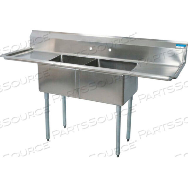 OEM#: BKS-2-24-14-24T2 COMPARTMENT SINK, SS, 24L X 24W X 14D BOWLS, (2) 24 DRAINBOARDS by BK Resources, Inc.