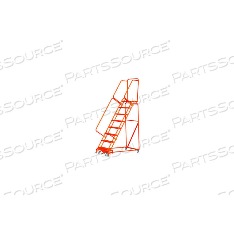 OEM#: CAL WA144014X-O14 STEP ROLLING LADDER 24W EXPANDED STEP ORANGE W/ CAL OSHA HANDRAIL by Ballymore