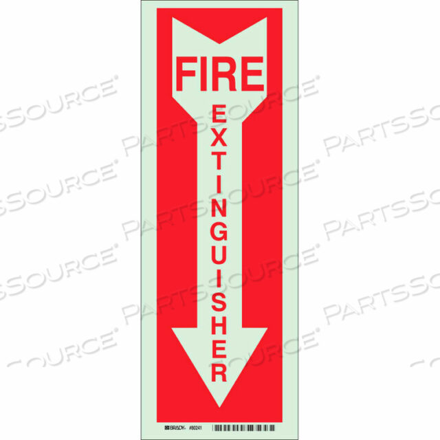 BRADYGLO FIRE EXTINGUISHER SIGN, SELF-ADHESIVE, POLYESTER, 5W X 14H