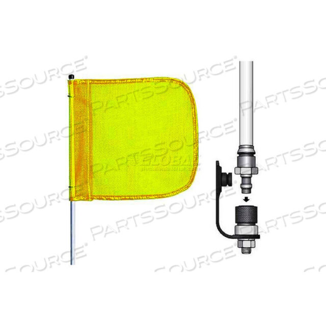 OEM#: FS5-QD-Y5 HEAVY DUTY QUICK DISCONNECT WARNING WHIP W/O LIGHT, 12X11 YELLOW RECTANGLE FLAG by Checkers