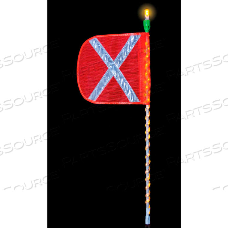 OEM#: FSLEDA5OWAF5 CYCLONE LIGHTED WHIP W/ AMBER LED WRAP, ORANGE FLAG, AMBER TOP LIGHT by Checkers