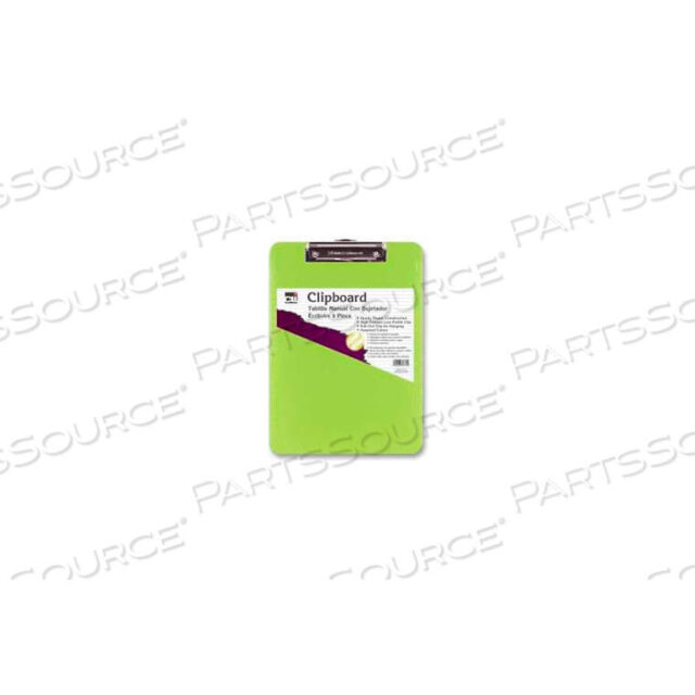OEM#: 89725CLI RUBBER GRIP CLIPBOARD, 8-1/2 X 11, NEON GREEN by Charles Leonard