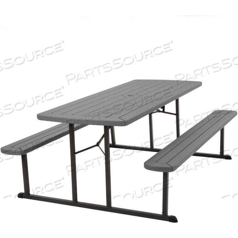OEM#: C902BP87DGR1EBRIDGEPORT WEATHER-RESISTANT FOLDING & STACKABLE PICNIC TABLE, 72 X 36 TOP, GRAY by Cosco