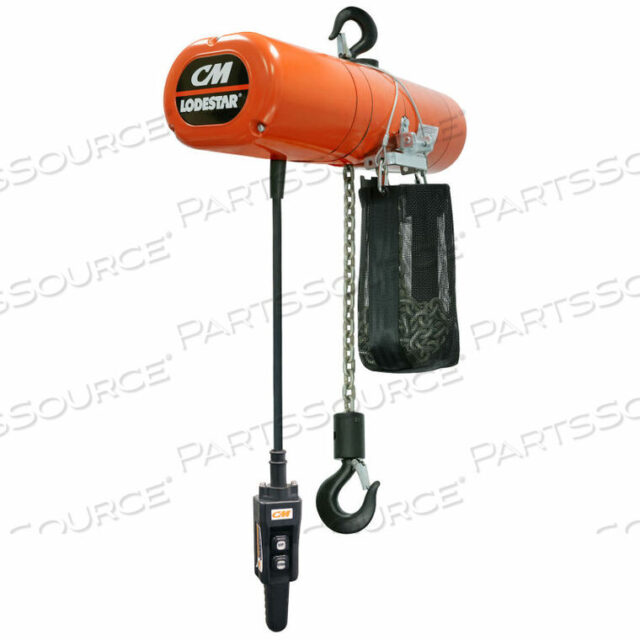OEM#: 3646NHLODESTAR 2 TON, ELECTRIC CHAIN HOIST W/ CHAIN CONTAINER, 10 LIFT, 2.6 TO 16 FPM, 230V by Columbus McKinnon
