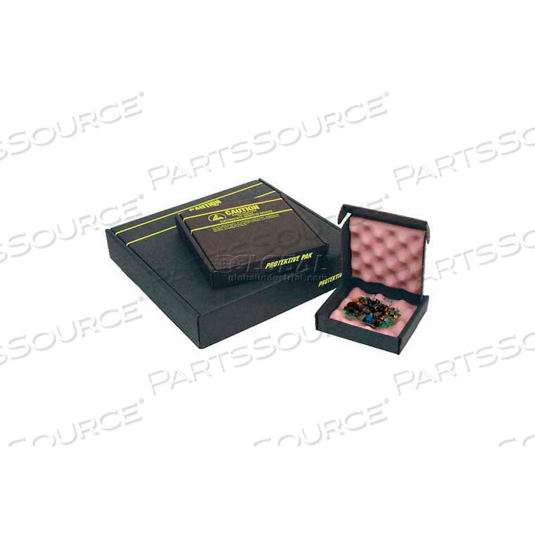 OEM#: 37051PROTEKTIVE PAK CIRCUIT BOARD SHIPPING STORAGE BOX W/BLACK FOAM, 4-1/2L X 4-3/16W X 2-1/4H by Desco