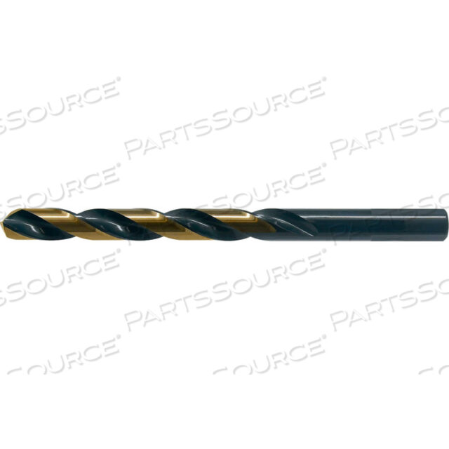 OEM#: C180281878 1/2 HSS HEAVY-DUTY BLACK & GOLD 135 SPLIT POINT 3-FLATTED SHANK JOBBER LENGTH DRILL by Cle-Line