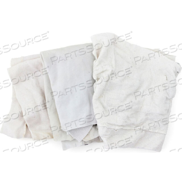 OEM#: 333-25RECLAIMED SWEATSHIRT/FLEECE RAGS, WHITE, 25 LBS. by Hospeco