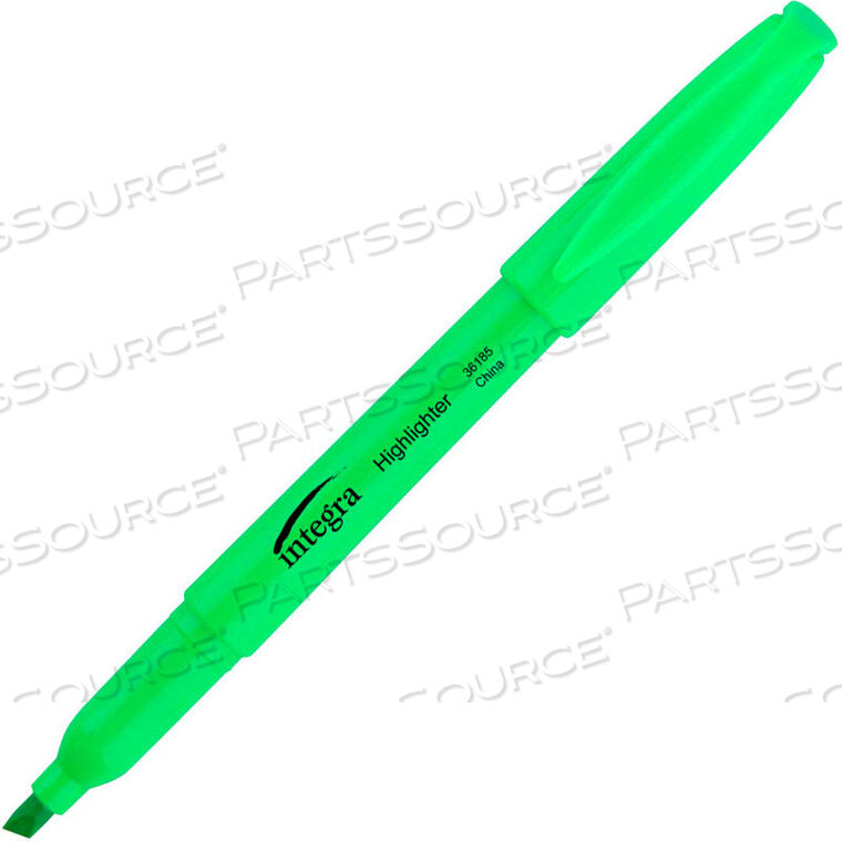 OEM#: 36185PEN STYLE HIGHLIGHTER, CHISEL TIP, FLUORESCENT GREEN INK, DOZEN by Integra