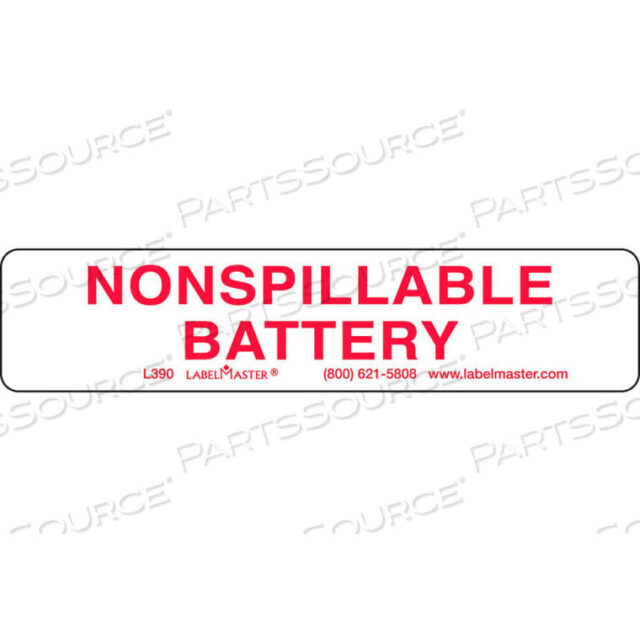 OEM#: L390NONSPILLABLE BATTERY LABEL 4.5 X 1.00, PAPER, 500/ROLL by Labelmaster