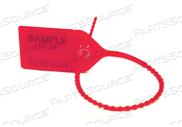 LIGHT DUTY PULL TIGHT: LASER ETCHED PROTECTED, CODE 128 BARCODE, 8 DIGIT HUMAN READABLE NUMBER (RED - 8)