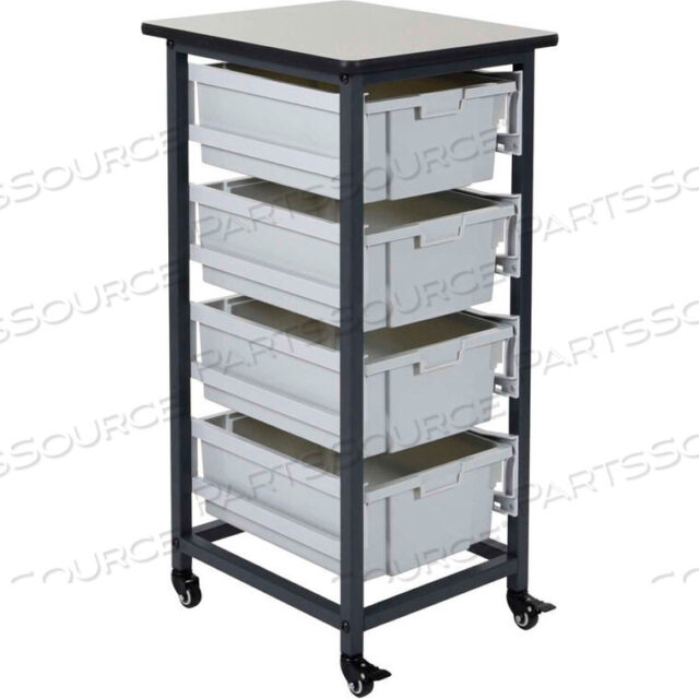 OEM#: MBS-SR-4LMOBILE BIN CART WITH FOUR 6H TOTES - GRAY/BLACK, 19-1/2L X 17W X 37-1/4H by Luxor