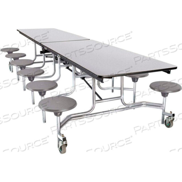 OEM#: MTS12-MDPECRGY0212 MOBILE CAFETERIA TABLE WITH STOOLS - MDF - GRAY TOP/GRAY STOOLS/CHROME FRAME by National Public Seating