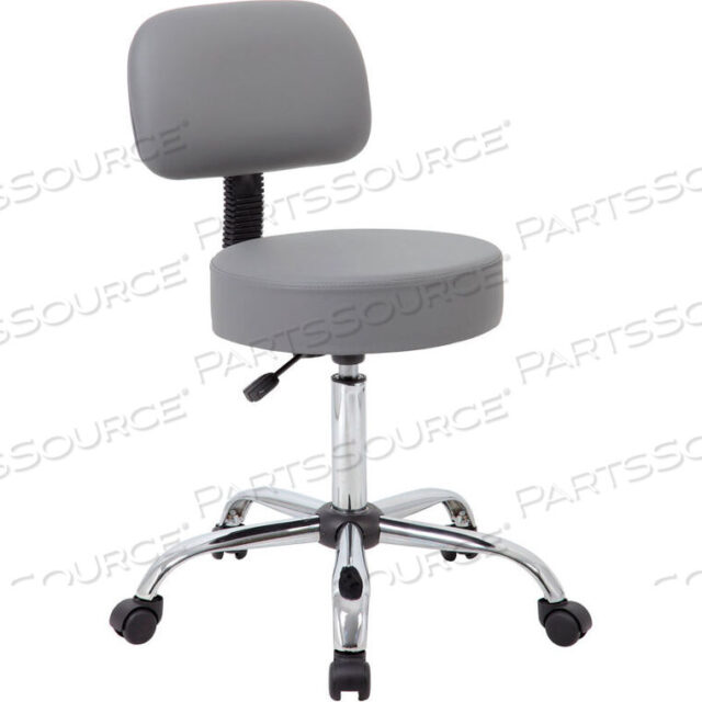 OEM#: B245-GYGRAY CARESSOFT VINYL MEDICAL STOOL WITH BACK CUSHION - GRAY by Boss