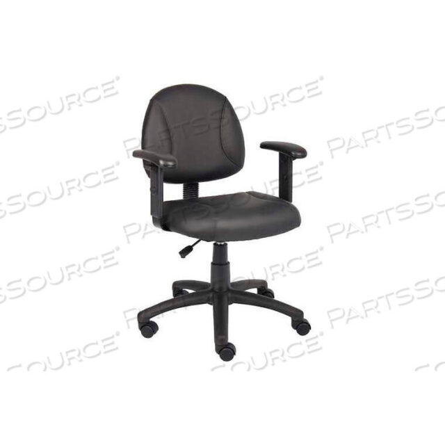 OEM#: B306OFFICE CHAIR WITH ARMS - LEATHER - MID BACK - BLACK by Boss