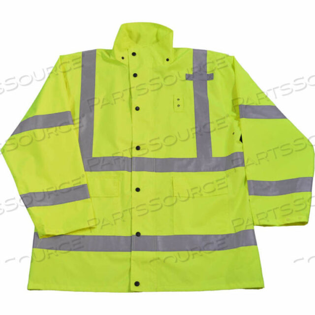 OEM#: LRJK-C3-SHIVIS RAIN PARKA JACKET, ANSI CLASS 3, 300D OXFORD/PU COATING, LIME, S by Petra Roc Inc