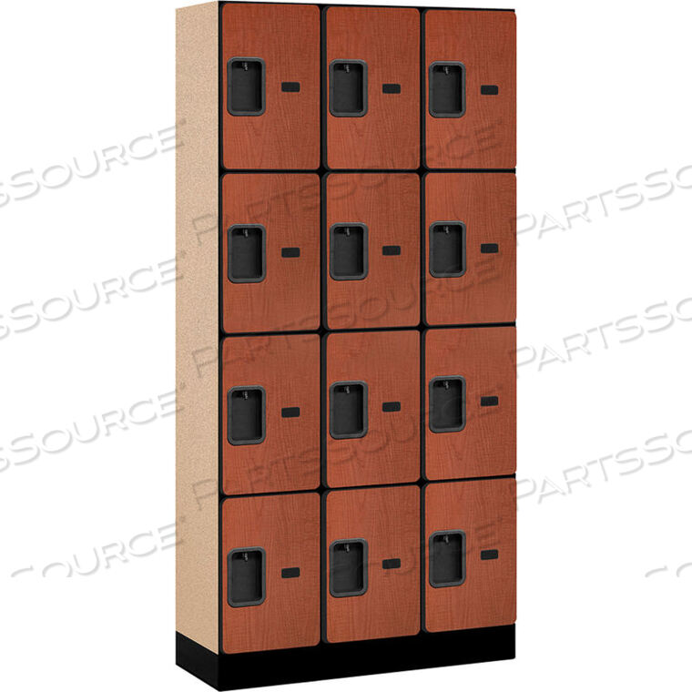 OEM#: 34365CHEFOUR TIER 12 DOOR DESIGNER WOOD LOCKER, 12WX15DX18H, CHERRY, PARTIALLY ASSEMBLED by Salsbury Industries
